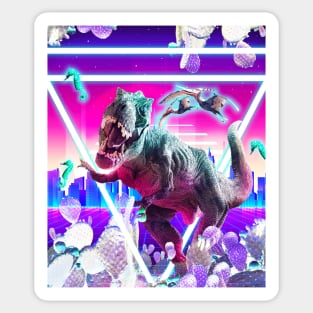 Dinosaur Rave Raving T-Rex Sticker